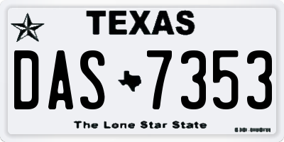 TX license plate DAS7353