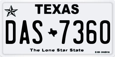 TX license plate DAS7360