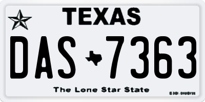 TX license plate DAS7363