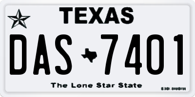 TX license plate DAS7401
