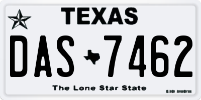 TX license plate DAS7462