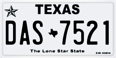 TX license plate DAS7521