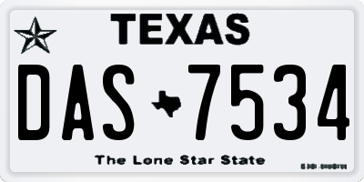 TX license plate DAS7534