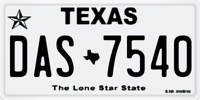TX license plate DAS7540