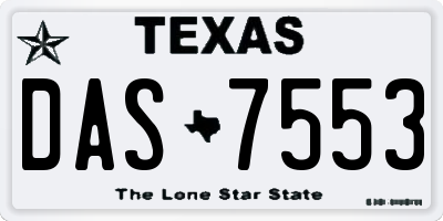 TX license plate DAS7553