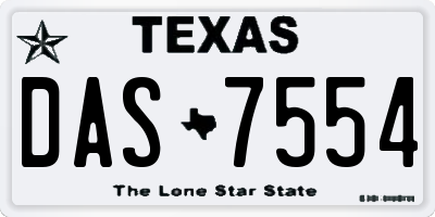 TX license plate DAS7554