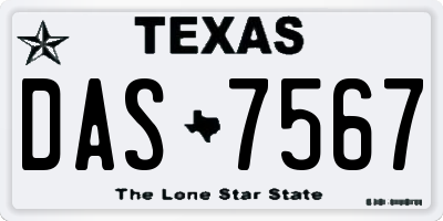 TX license plate DAS7567