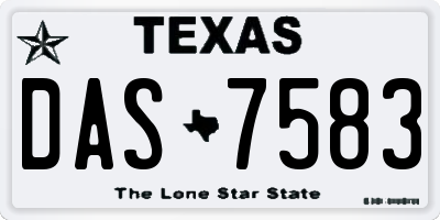 TX license plate DAS7583