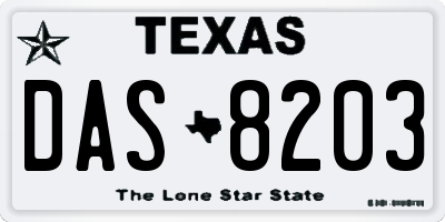 TX license plate DAS8203