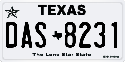 TX license plate DAS8231