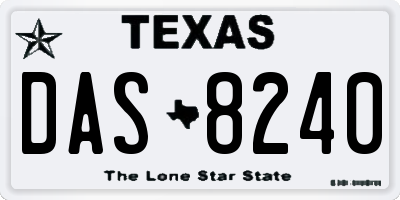TX license plate DAS8240