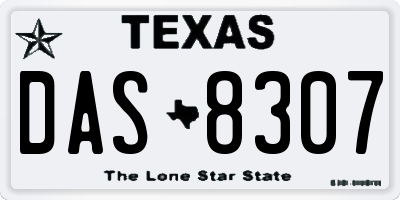 TX license plate DAS8307