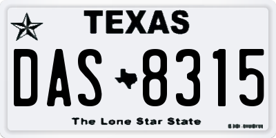 TX license plate DAS8315