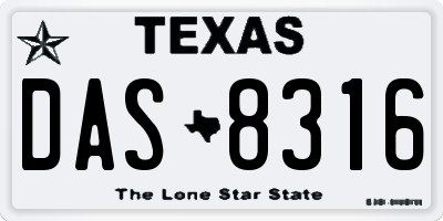 TX license plate DAS8316
