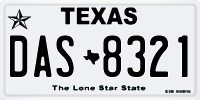 TX license plate DAS8321