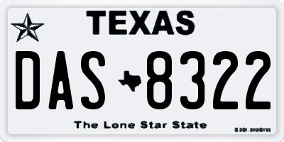 TX license plate DAS8322