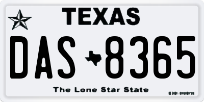 TX license plate DAS8365