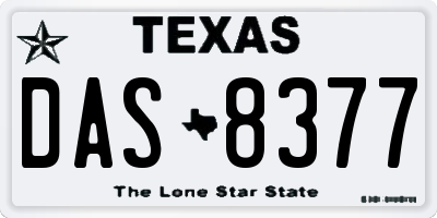 TX license plate DAS8377