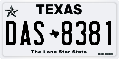 TX license plate DAS8381