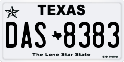 TX license plate DAS8383