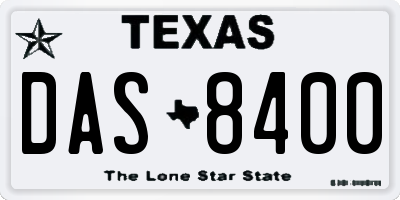 TX license plate DAS8400