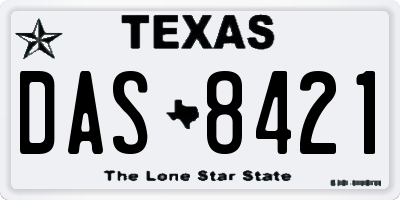 TX license plate DAS8421