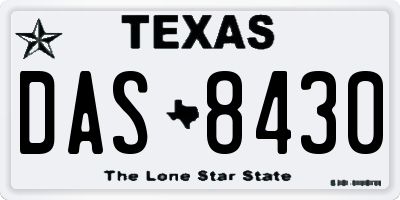 TX license plate DAS8430
