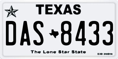 TX license plate DAS8433
