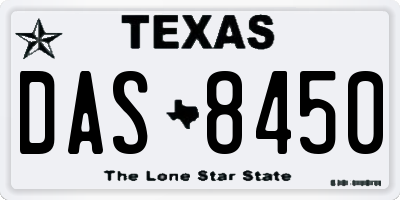 TX license plate DAS8450