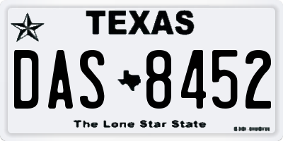 TX license plate DAS8452