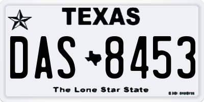 TX license plate DAS8453