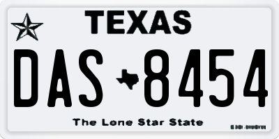 TX license plate DAS8454
