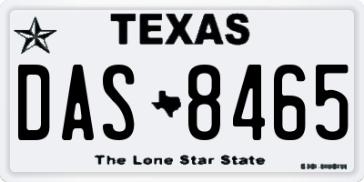 TX license plate DAS8465