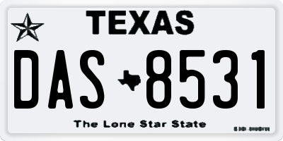 TX license plate DAS8531