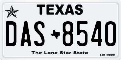 TX license plate DAS8540