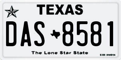 TX license plate DAS8581