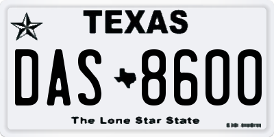 TX license plate DAS8600