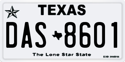 TX license plate DAS8601