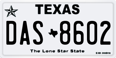 TX license plate DAS8602