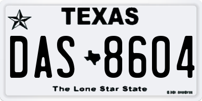 TX license plate DAS8604