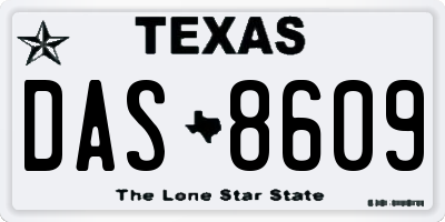 TX license plate DAS8609