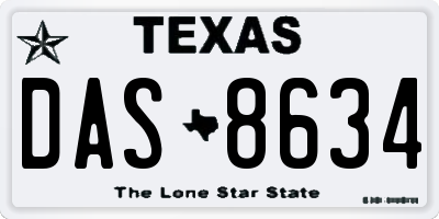 TX license plate DAS8634