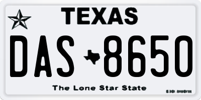TX license plate DAS8650