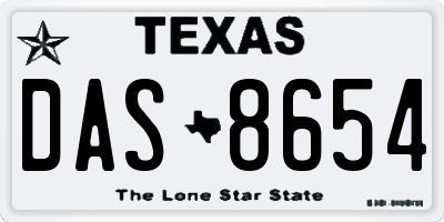 TX license plate DAS8654