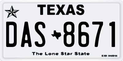 TX license plate DAS8671