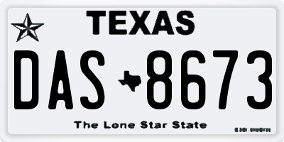 TX license plate DAS8673