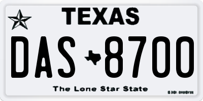 TX license plate DAS8700