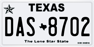 TX license plate DAS8702