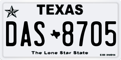 TX license plate DAS8705
