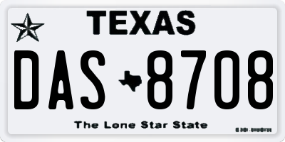 TX license plate DAS8708